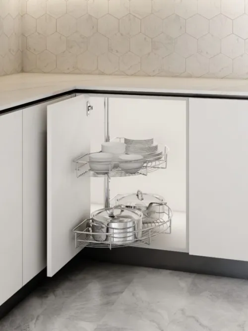 Kôš otočný rohový Wireli 1/2 640mm Komfort drôtený chróm