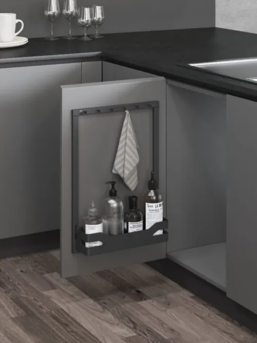 Kôš na dvierka s vešiakmi na utierky Wireli Style antracit