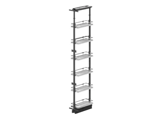 Potravinová skriňa Wireli 100kg, 400/2050-2450, 6x kôš Elegance biele dno/reling chróm