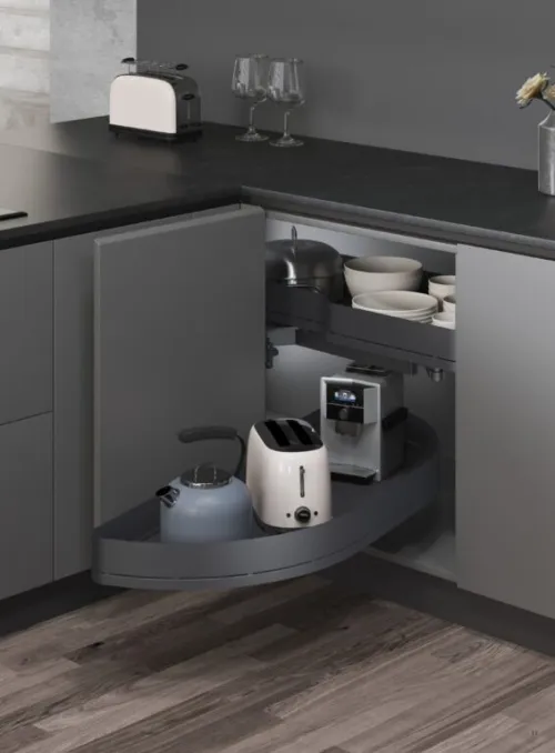 Slepý roh Wireli Swing MAX, 450 pravý, 2x polica Style antracit