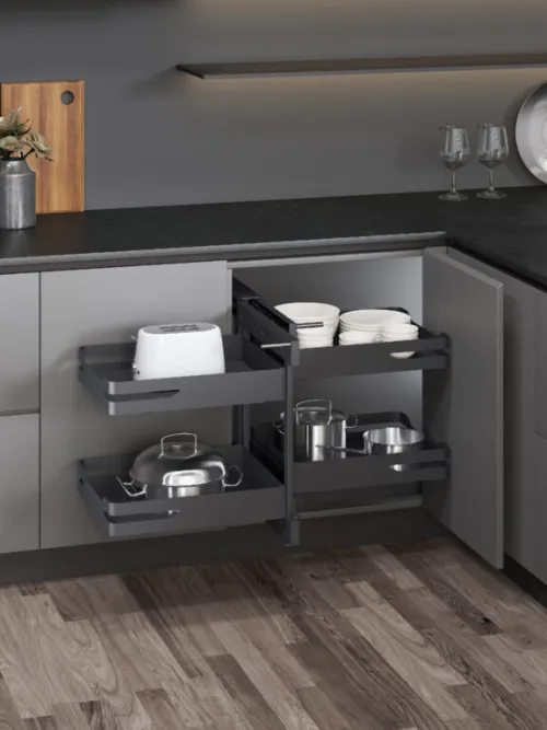 Slepý roh Wireli Corner MAX, 450 Ľ/P, 4x kôš Style antracit