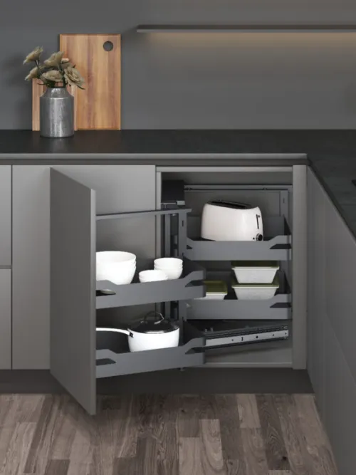 Slepý roh Wireli Corner, 400 ľavý, 4x kôš Style antracit