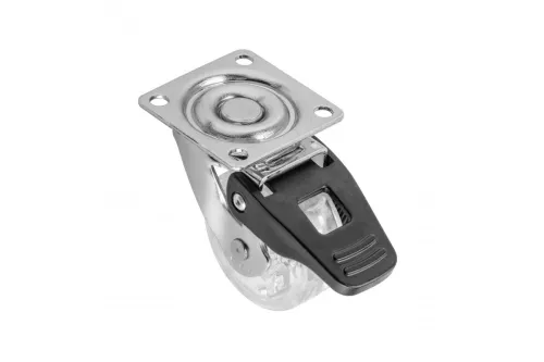 Koliesko otočné GTV Shift priemer 50mm s brzdou transparentné