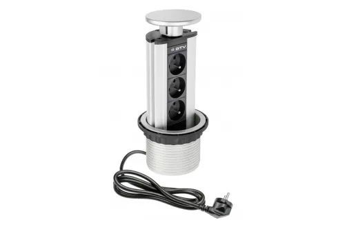 El. zásuvka výsuvná 100mm 3x230V/3600W strieborná