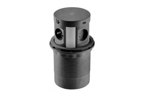El. zásuvka COMFORT PLUS 4x230V/2xUSB A/2xRJ45/bezdrôtové nabíjanie čierna