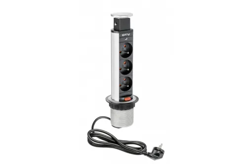 El. zásuvka výsuvná 60mm 3x230V/3600W strieborná