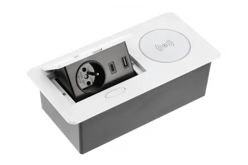 El. zásuvka AVARO PLUS 1x230V/USB A+C/bezdrôtové nabíjanie biela