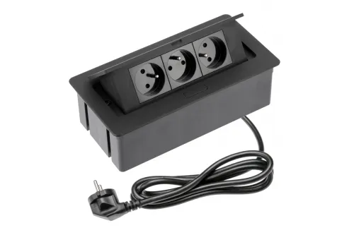 El. zásuvka výklopná SOFT 3x230V čierna