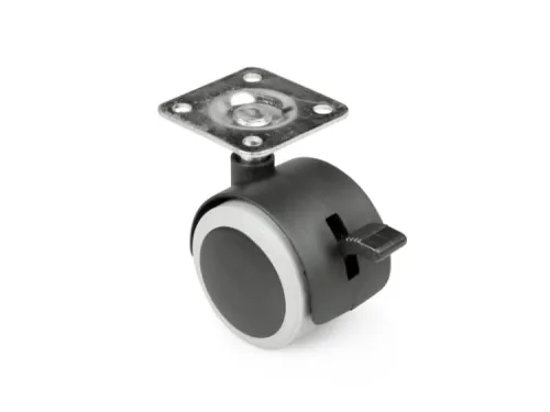 Koliesko otočné ATM guma, priemer 40mm s brzdou čierne/sivé