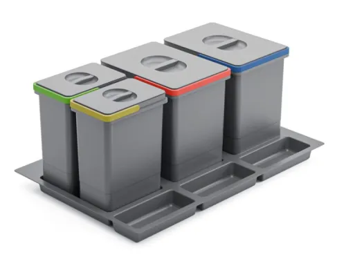 Sorter ATM WS-500, 800mm do výsuvu 2x15l, 2x7l sivý