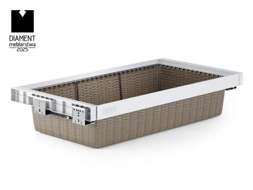 Výsuvný kôš na prádlo ATM Symphony WB-661 ratan, 900mm, biely