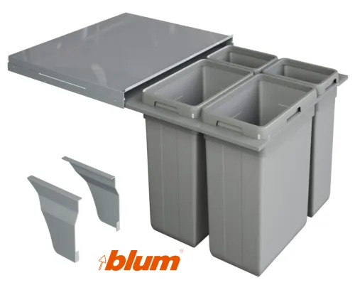 Sorter WIRELI Elegance 600mm, 2x27l, 2x9l sivý + výsuv Blum TANDEMBOX antaro